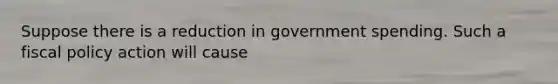 Suppose there is a reduction in government spending. Such a fiscal policy action will cause