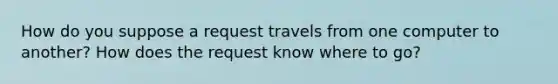 How do you suppose a request travels from one computer to another? How does the request know where to go?