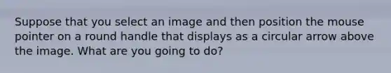 Suppose that you select an image and then position the mouse pointer on a round handle that displays as a circular arrow above the image. What are you going to do?