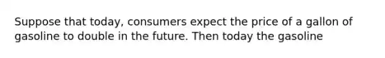 Suppose that today, consumers expect the price of a gallon of gasoline to double in the future. Then today the gasoline