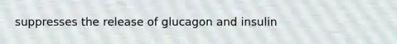 suppresses the release of glucagon and insulin