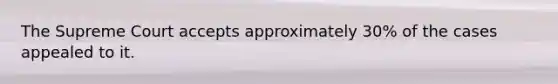 The Supreme Court accepts approximately 30% of the cases appealed to it.
