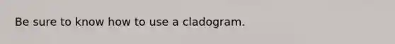 Be sure to know how to use a cladogram.