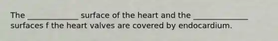 The _____________ surface of the heart and the ______________ surfaces f the heart valves are covered by endocardium.