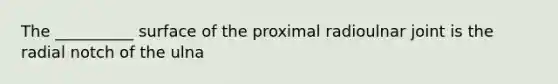 The __________ surface of the proximal radioulnar joint is the radial notch of the ulna