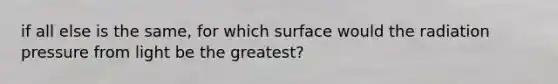 if all else is the same, for which surface would the radiation pressure from light be the greatest?