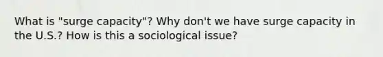 What is "surge capacity"? Why don't we have surge capacity in the U.S.? How is this a sociological issue?