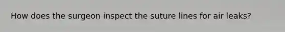 How does the surgeon inspect the suture lines for air leaks?