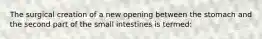 The surgical creation of a new opening between the stomach and the second part of the small intestines is termed: