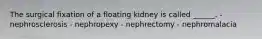 The surgical fixation of a floating kidney is called ______. - nephrosclerosis - nephropexy - nephrectomy - nephromalacia