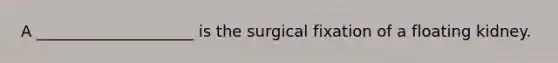 A ____________________ is the surgical fixation of a floating kidney.