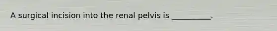 A surgical incision into the renal pelvis is __________.