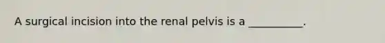 A surgical incision into the renal pelvis is a __________.