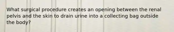 What surgical procedure creates an opening between the renal pelvis and the skin to drain urine into a collecting bag outside the body?