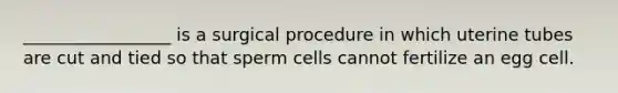 _________________ is a surgical procedure in which uterine tubes are cut and tied so that sperm cells cannot fertilize an egg cell.