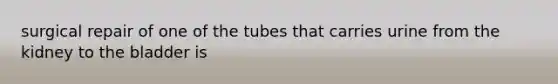 surgical repair of one of the tubes that carries urine from the kidney to the bladder is