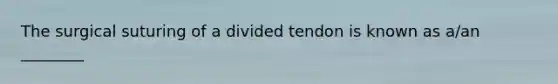 The surgical suturing of a divided tendon is known as a/an ________