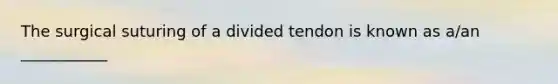 The surgical suturing of a divided tendon is known as a/an ___________