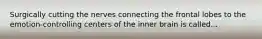 Surgically cutting the nerves connecting the frontal lobes to the emotion-controlling centers of the inner brain is called...