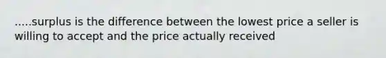 .....surplus is the difference between the lowest price a seller is willing to accept and the price actually received