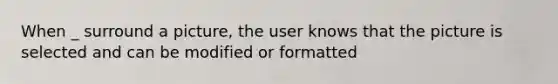 When _ surround a picture, the user knows that the picture is selected and can be modified or formatted