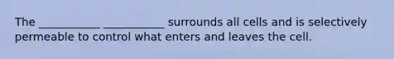 The ___________ ___________ surrounds all cells and is selectively permeable to control what enters and leaves the cell.