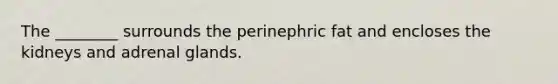 The ________ surrounds the perinephric fat and encloses the kidneys and adrenal glands.