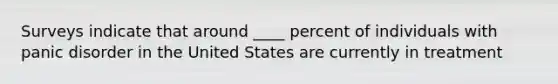 Surveys indicate that around ____ percent of individuals with panic disorder in the United States are currently in treatment