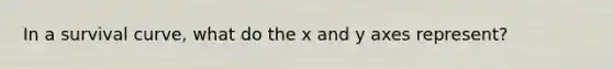 In a survival curve, what do the x and y axes represent?