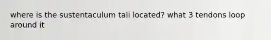 where is the sustentaculum tali located? what 3 tendons loop around it