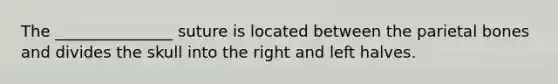 The _______________ suture is located between the parietal bones and divides the skull into the right and left halves.