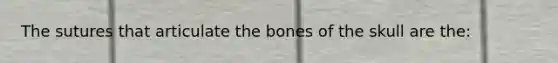 The sutures that articulate the bones of the skull are the: