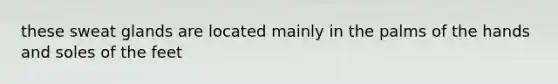 these sweat glands are located mainly in the palms of the hands and soles of the feet