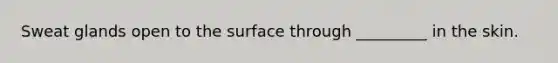 Sweat glands open to the surface through _________ in the skin.