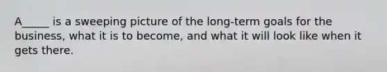A_____ is a sweeping picture of the long-term goals for the business, what it is to become, and what it will look like when it gets there.