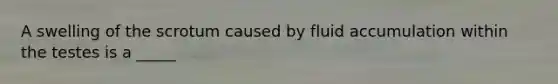 A swelling of the scrotum caused by fluid accumulation within the testes is a _____