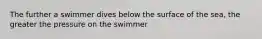 The further a swimmer dives below the surface of the sea, the greater the pressure on the swimmer