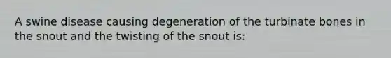 A swine disease causing degeneration of the turbinate bones in the snout and the twisting of the snout is: