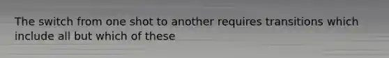 The switch from one shot to another requires transitions which include all but which of these