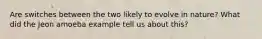 Are switches between the two likely to evolve in nature? What did the Jeon amoeba example tell us about this?