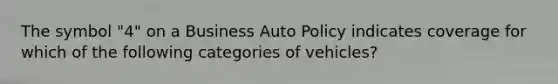 The symbol "4" on a Business Auto Policy indicates coverage for which of the following categories of vehicles?