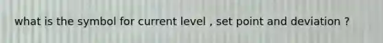 what is the symbol for current level , set point and deviation ?