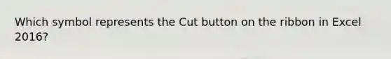 Which symbol represents the Cut button on the ribbon in Excel 2016?