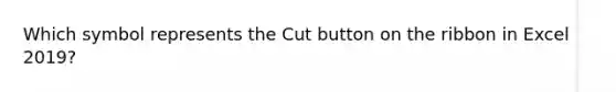 Which symbol represents the Cut button on the ribbon in Excel 2019?