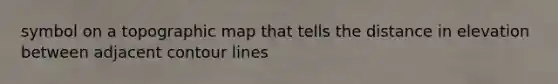 symbol on a topographic map that tells the distance in elevation between adjacent contour lines