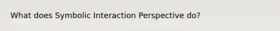 What does Symbolic Interaction Perspective do?