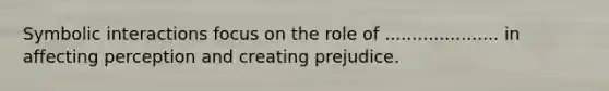 Symbolic interactions focus on the role of ..................... in affecting perception and creating prejudice.