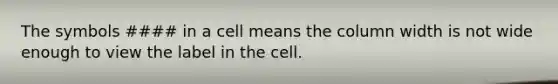 The symbols #### in a cell means the column width is not wide enough to view the label in the cell.