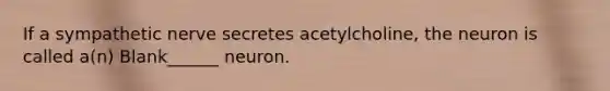 If a sympathetic nerve secretes acetylcholine, the neuron is called a(n) Blank______ neuron.