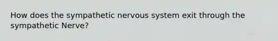 How does the sympathetic nervous system exit through the sympathetic Nerve?